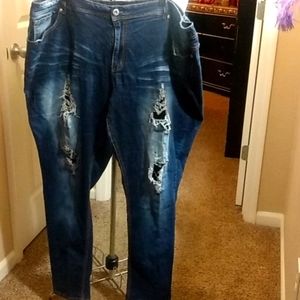Dark blue jeans rare wash and distress combo plus!